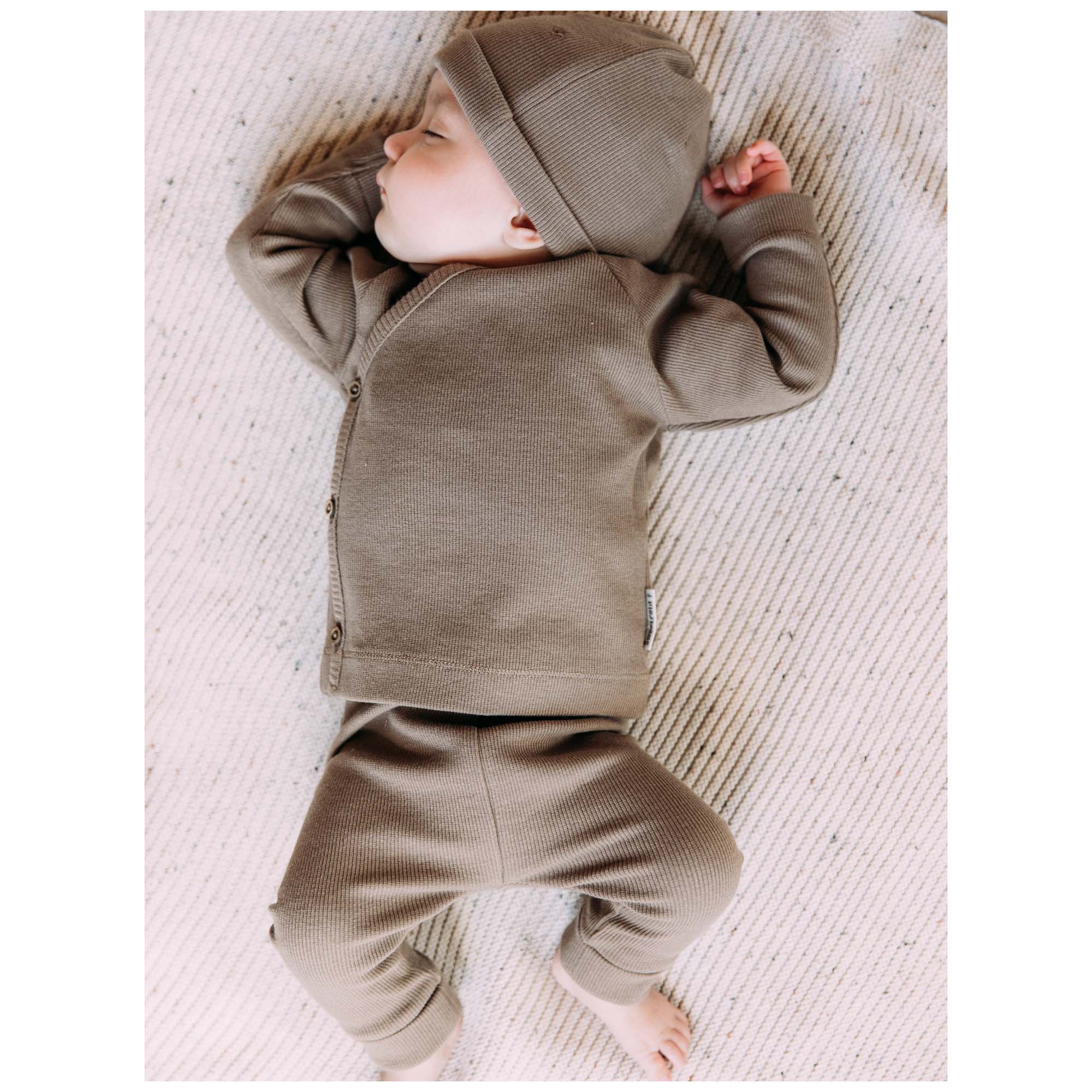 Sweet Petit Mini broek rib  effen taupe