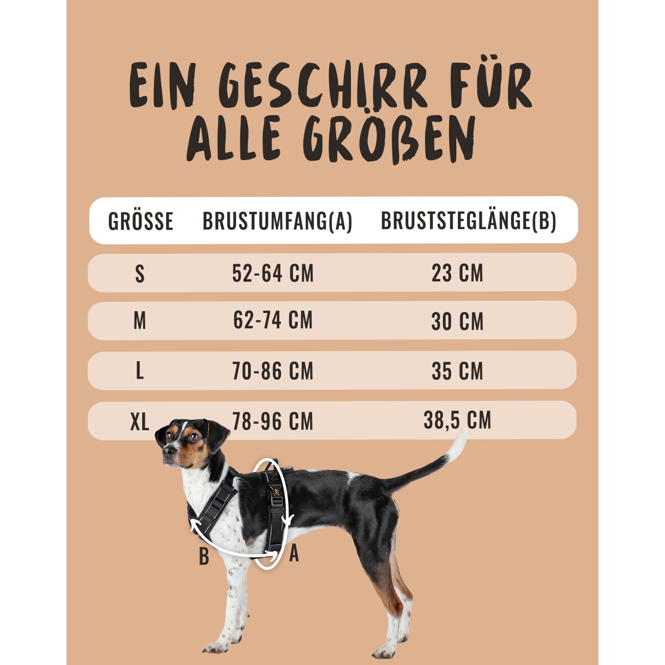 Rudelkönig Hundegeschirr - Gepolstertes Brustgeschirr schwarz S