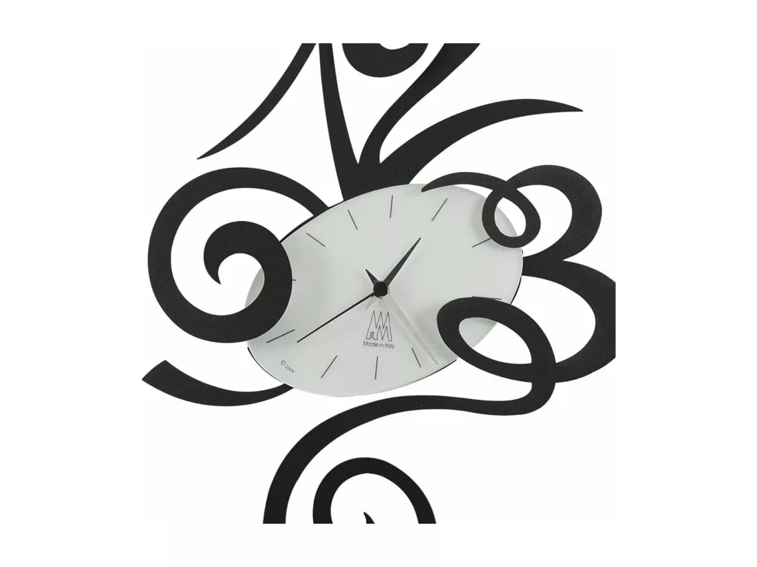 Robin Horloge Murale Moderne Noire Fabriquée en Italie en Acier, d. 45 cm, Silencieuse, Style Minimal pour Maison et Bureau