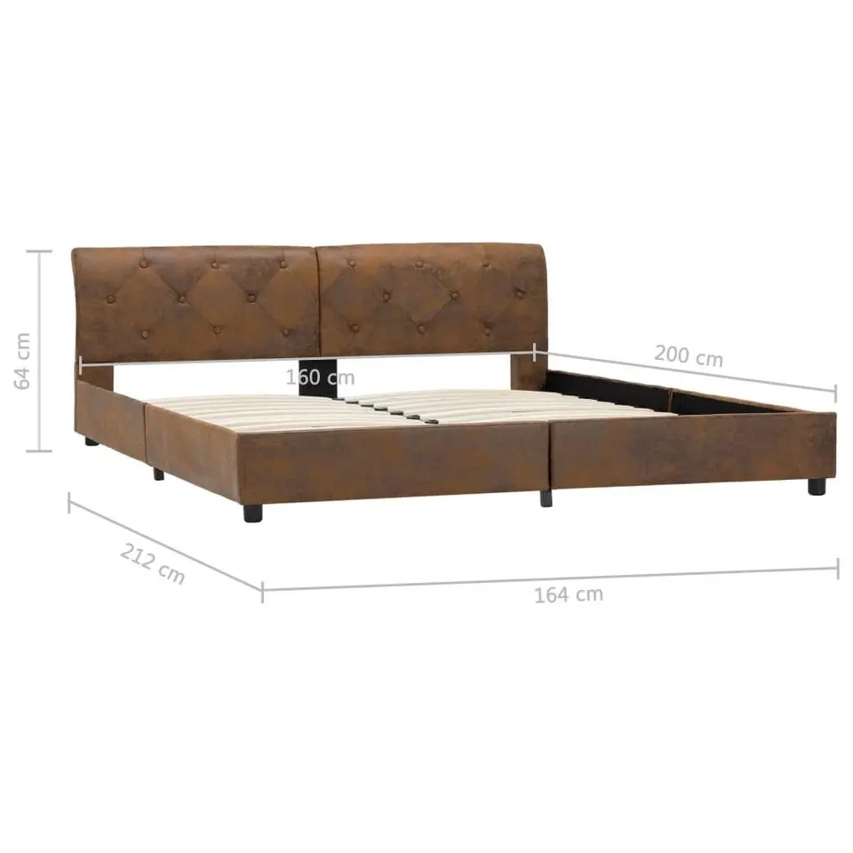 vidaXL - Tweepersoonbed - Bruin - Kunstsuède - 160x200 cm