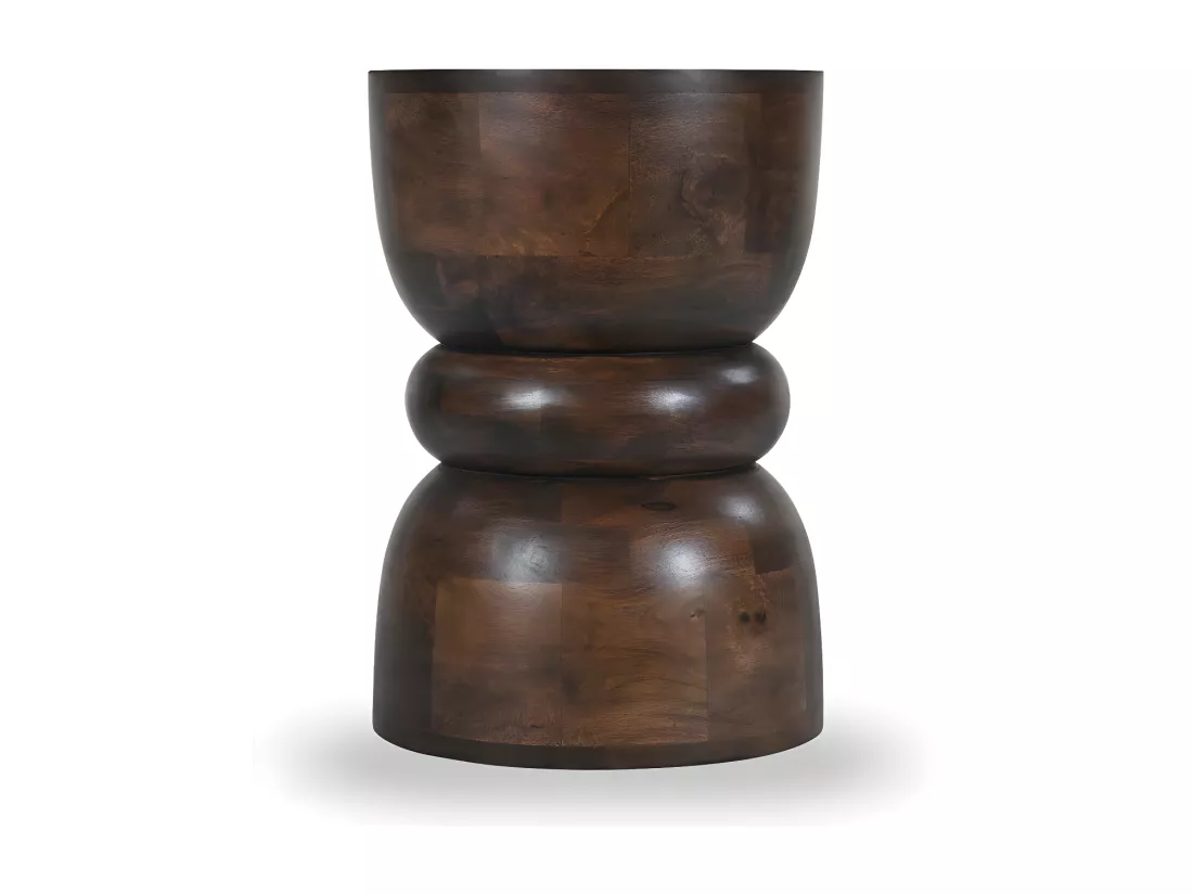 Pulau - Table d'appoint en bois massif ø33,5cm - Bois foncé