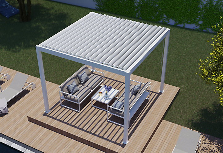 Pergola manuelle bioclimatique autoportante aluminium Cameo 3,14 x 3,14 m