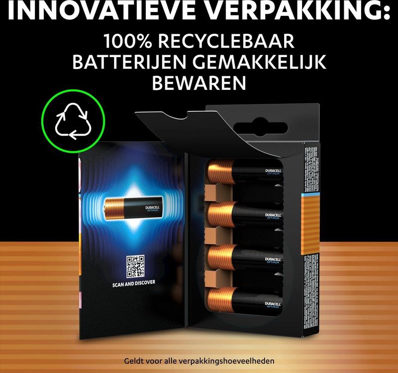 Duracell - Optimum AA Alkalinebatterijen - 1.5 V - 12 Stuks