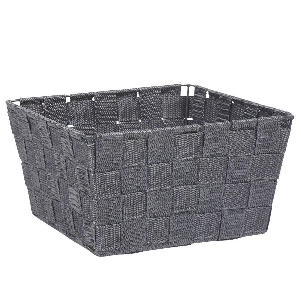 Panière de rangement tressée grise foncé taille L