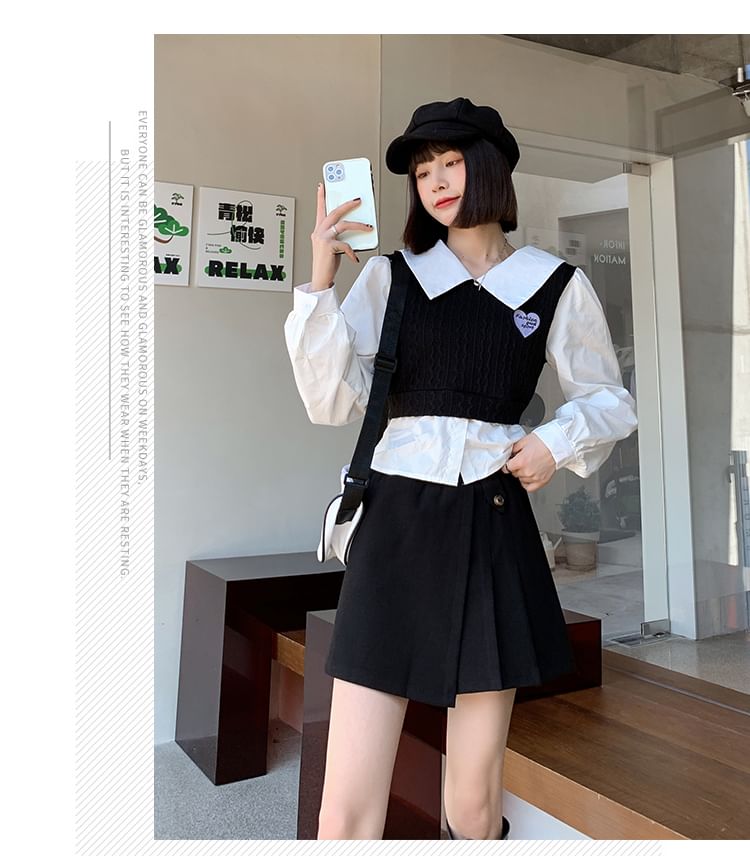 Dragan Pulse - Hoge taille effen asymmetrische geplooide mini A-lijn skort