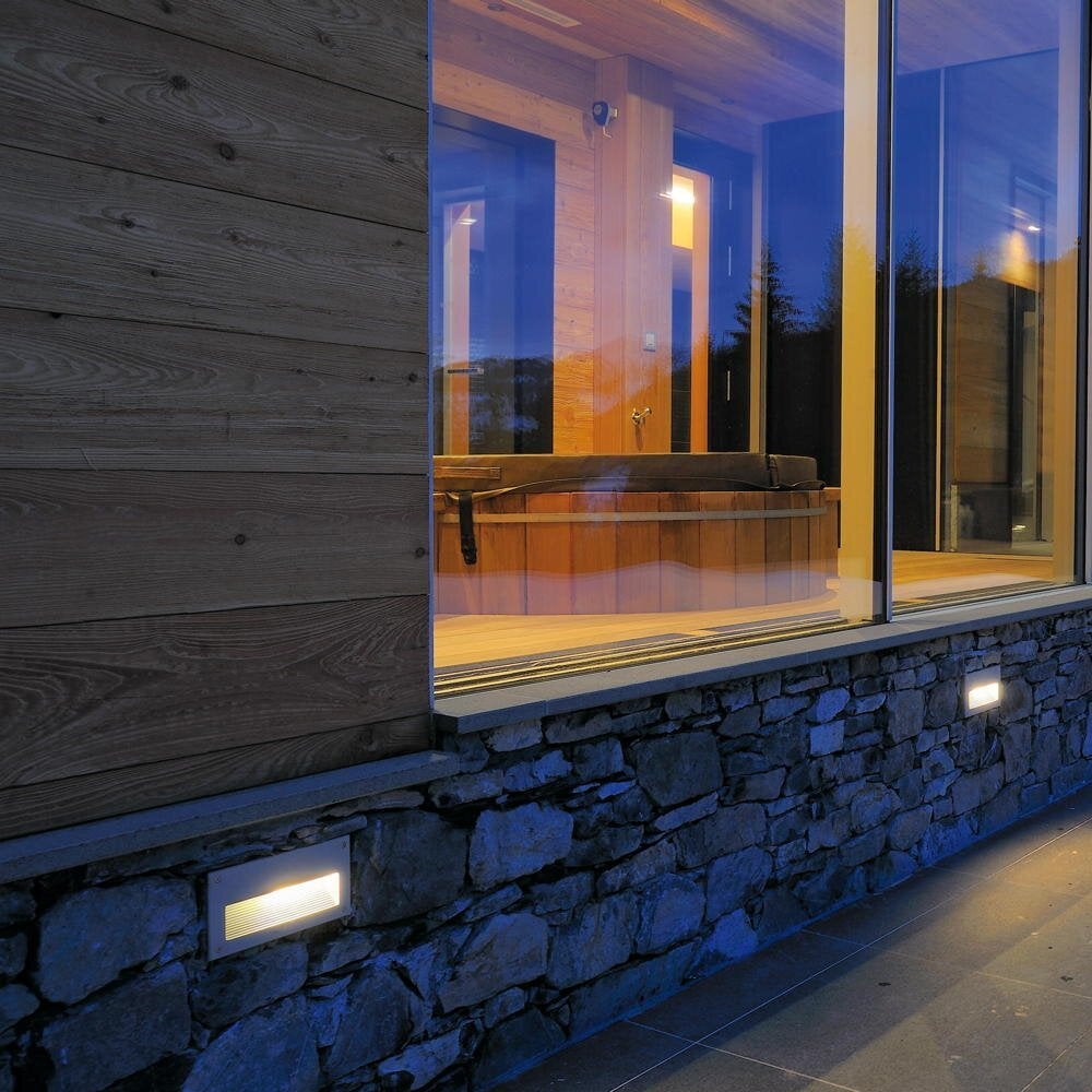 Downunder LED inbouwwandlamp Brick, zilvergrijs, 3000 K