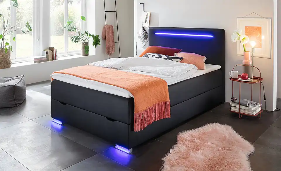 Boxspringbett Las Vegas II Schwarz 140 cm