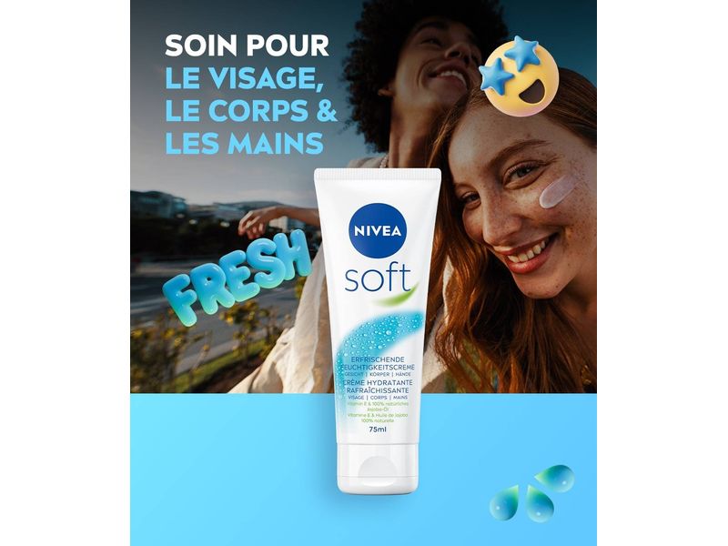 NIVEA Körperpflege Soft Tube 75 ml Körpercreme spendet erfrischende Feuchtigkeit und einen natürlichen Glow