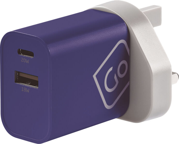 Go Travel Worldwide USB-A & USB-C Charger Purple