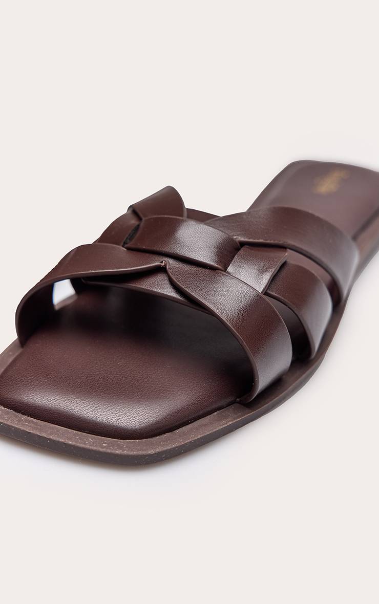 Chocolat Sandales Mules À Brides Multiples En Synthétiquecuir