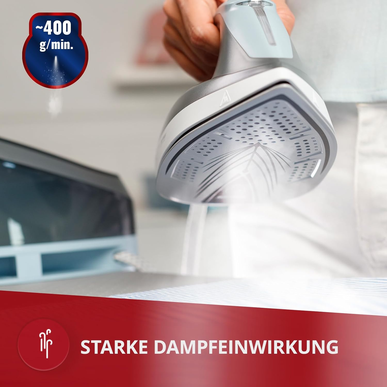 MPM MZE-23 Damfbügelstation 5,5 Bar, Dampfbügeleisen, Keramiksohle, Vertikale Dampffunktion, Dampfhub 400 g/min, Tank 1,5 L, Selbstreinigung, Auto Off, 3000W, Keramik
