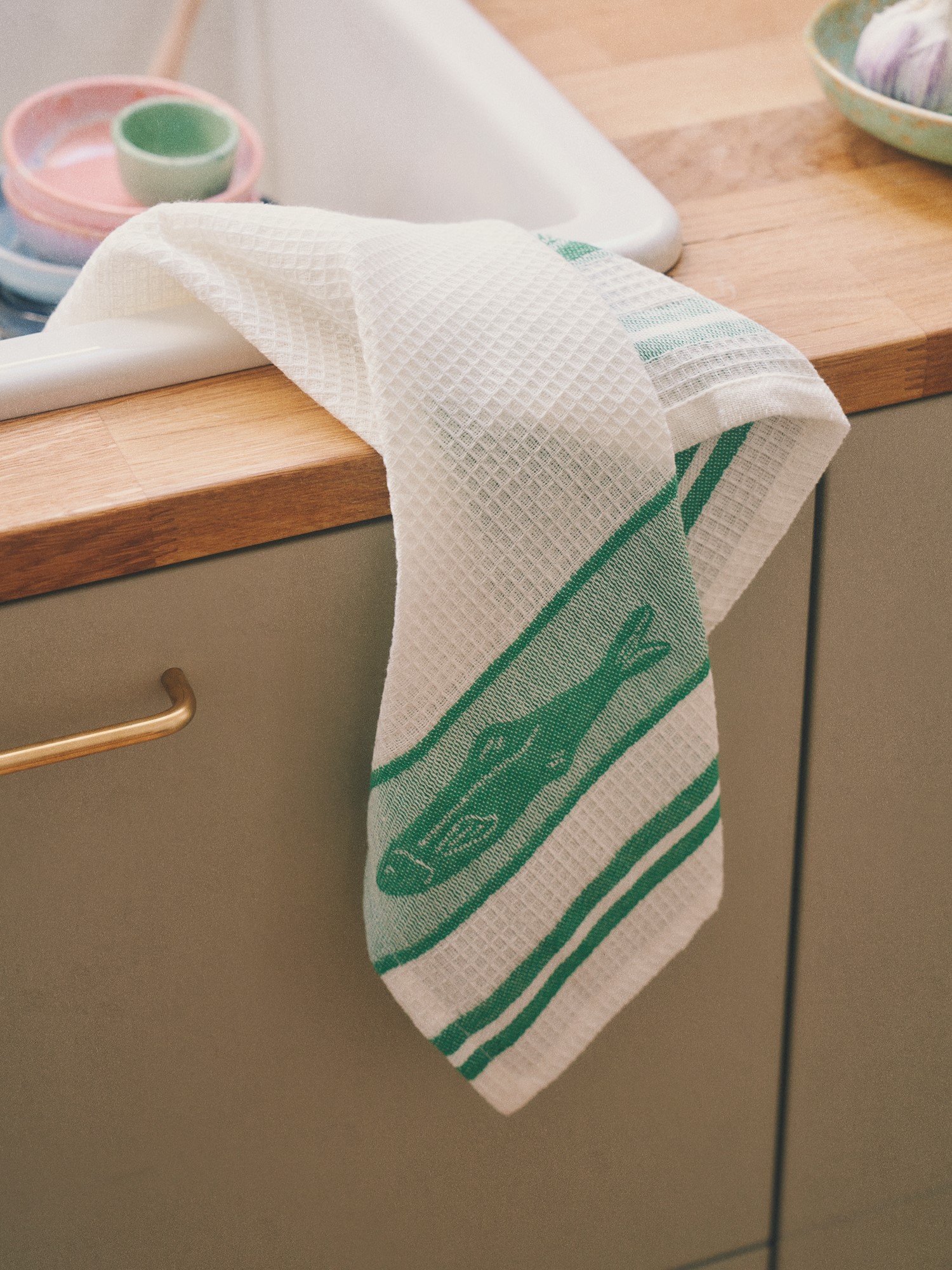 Viskestykke | Bomuld. 70 x 50 cm. | Forest Green, Off White