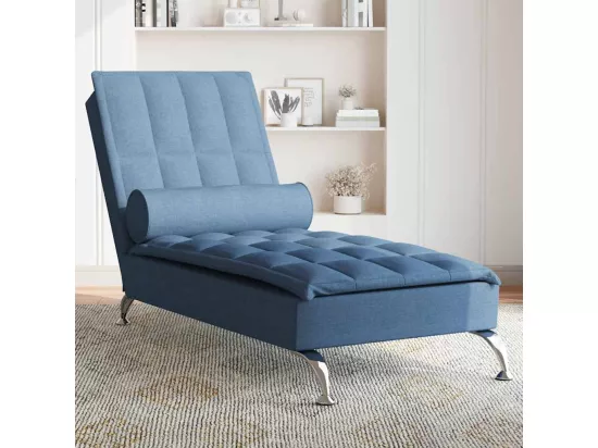 Prolenta Premium - Chaise longue de massage avec traversin bleu tissu