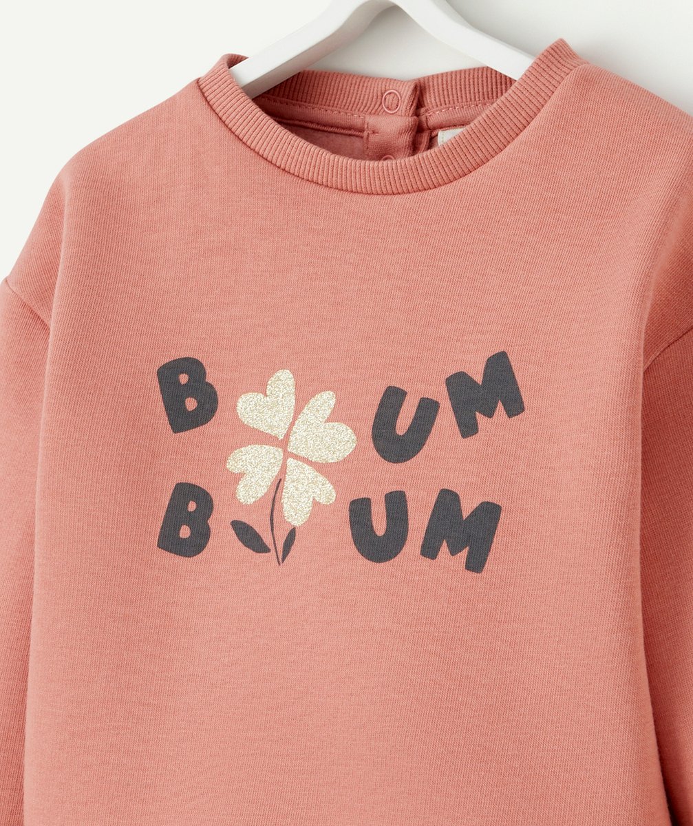 SWEAT BÉBÉ FILLE EN FIBRES RECYCLÉES ROSE ET MESSAGE