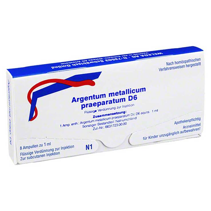 Argentum metallicum Präparat D 6 Ampullen, 8 St