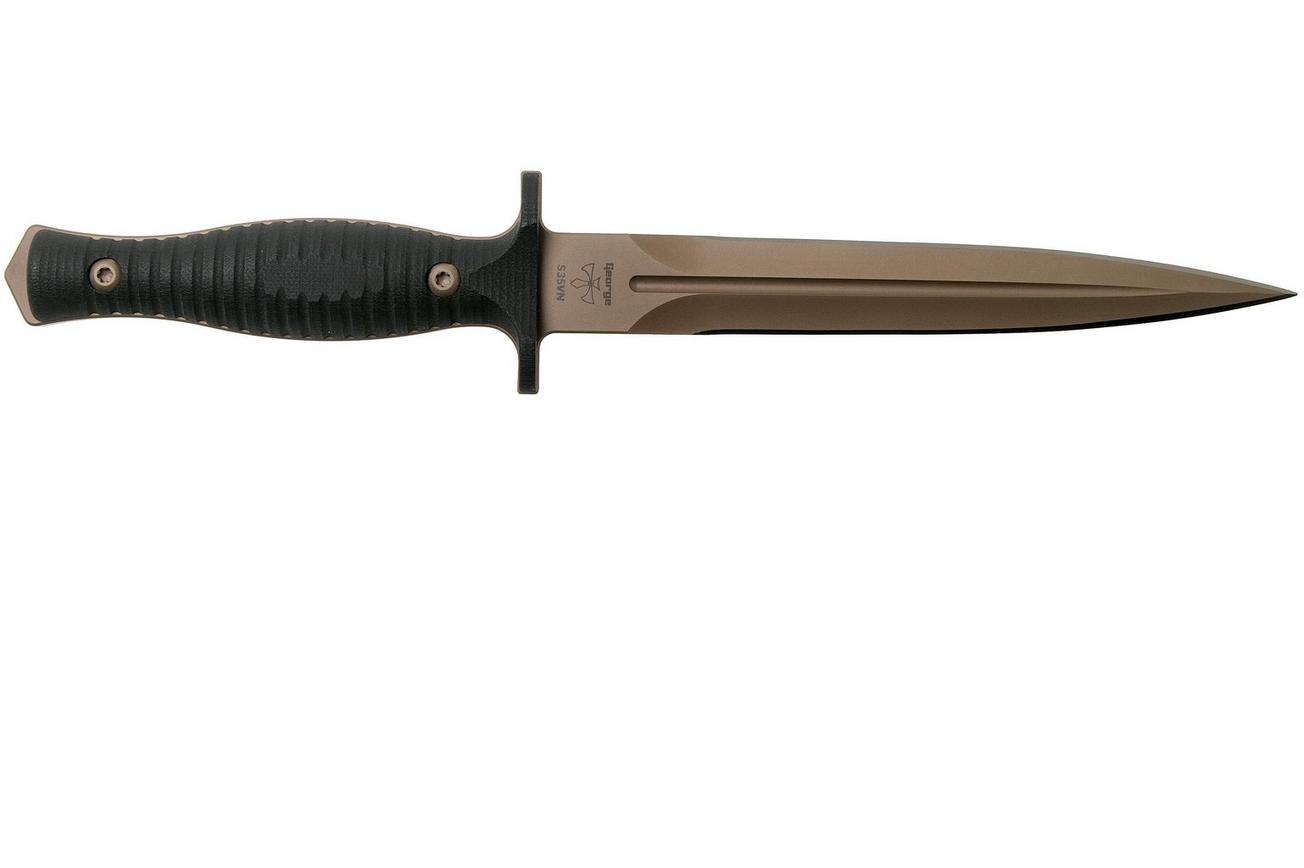 Spartan Blades George V14 Dagger Flat Dark Earth Blade, Black Handle, dolk