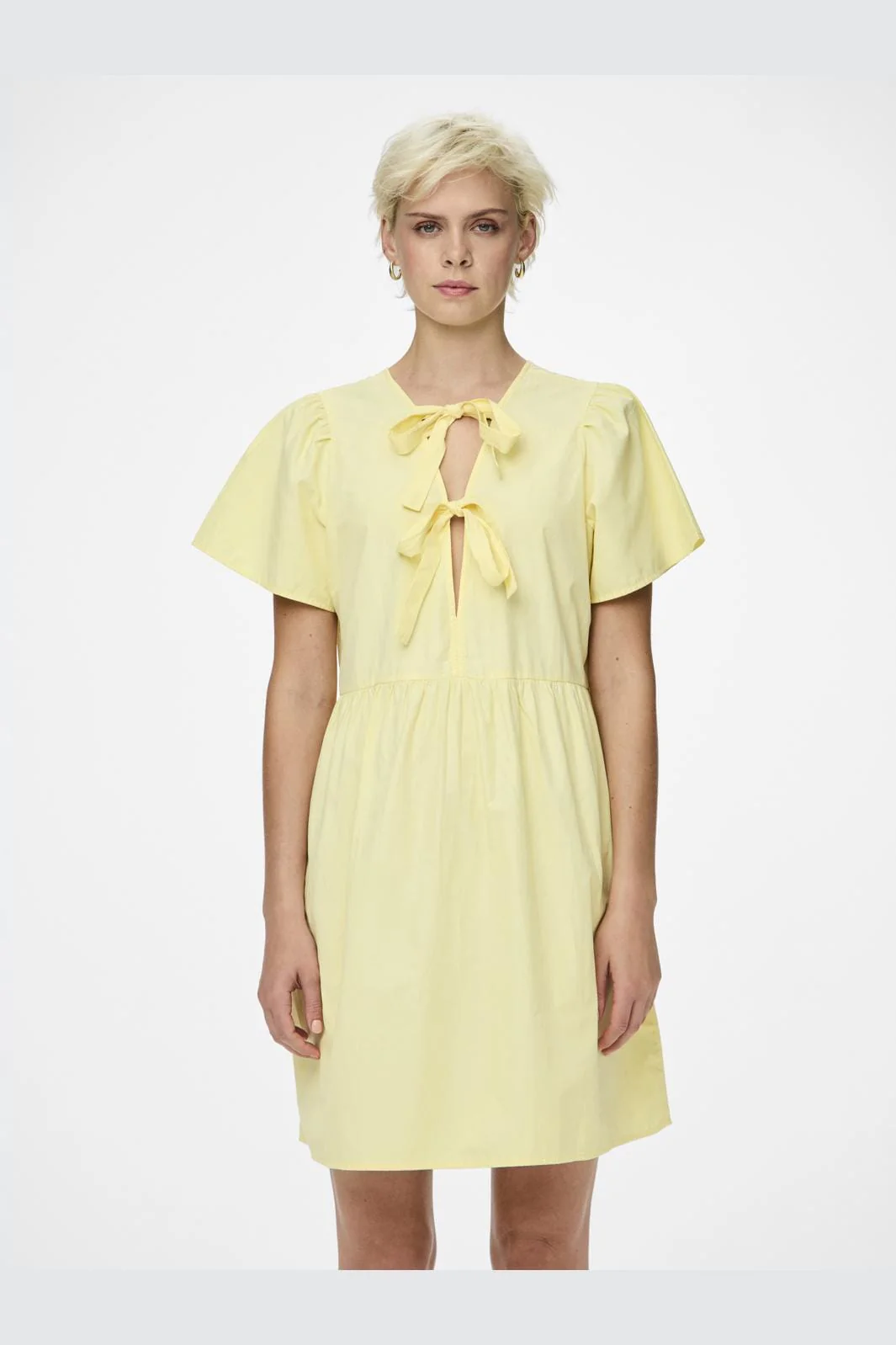 Pieces Pcula Ss O-Neck Reversible Bow Dress 4704159 mellow yellow