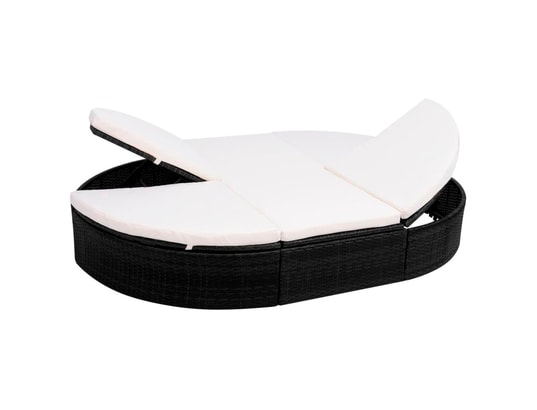 VIDAXL - Lit de repos d'extérieur avec coussin résine tressée noir