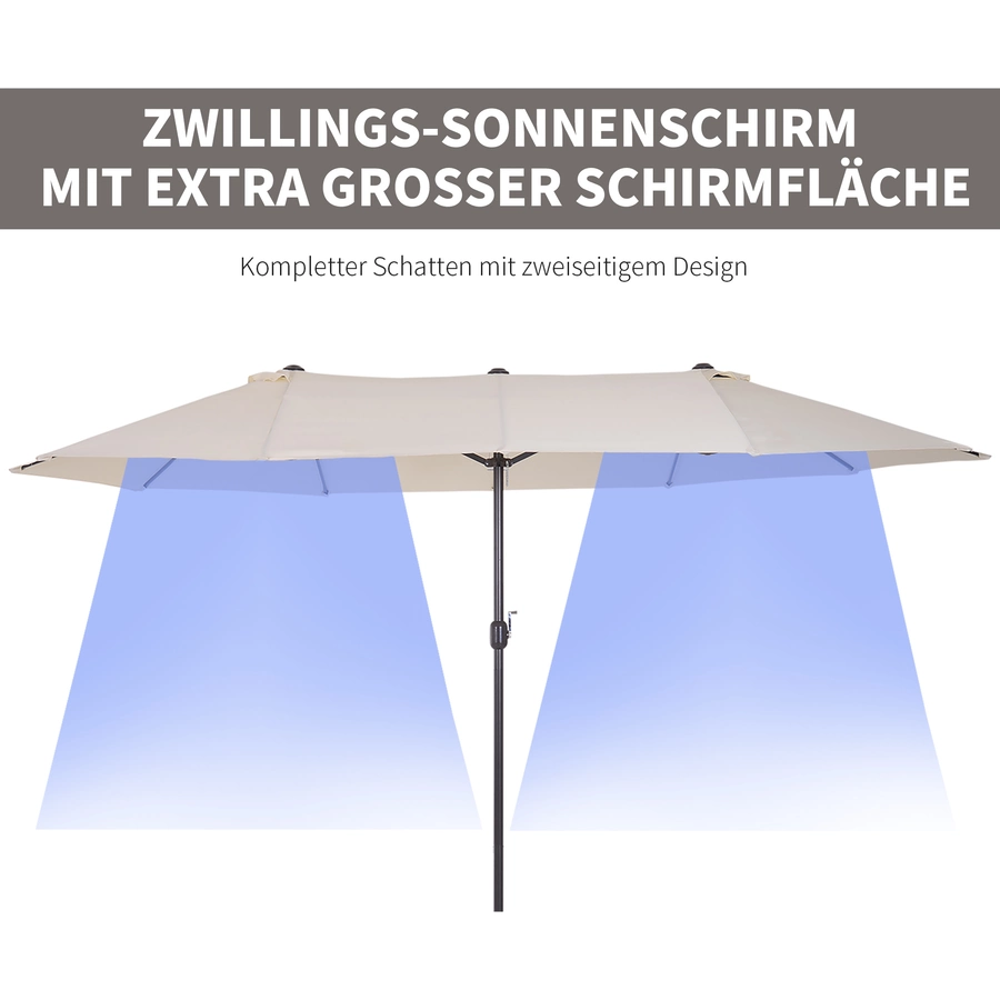 Outsunny Marktschirm mit Handkurbel cremeweiß