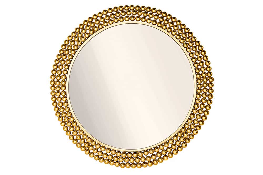 Runder Wandspiegel PEARLS 75cm gold Metall
