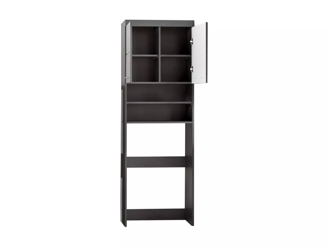 Meuble de salle de bain mélaminé emplacement lave linge. Gris. L-H-P : 63 - 187 - 24 cm.