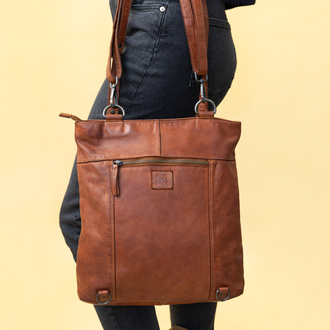 Rugzak/schoudertas 'Sandy' L cognac COGNAC