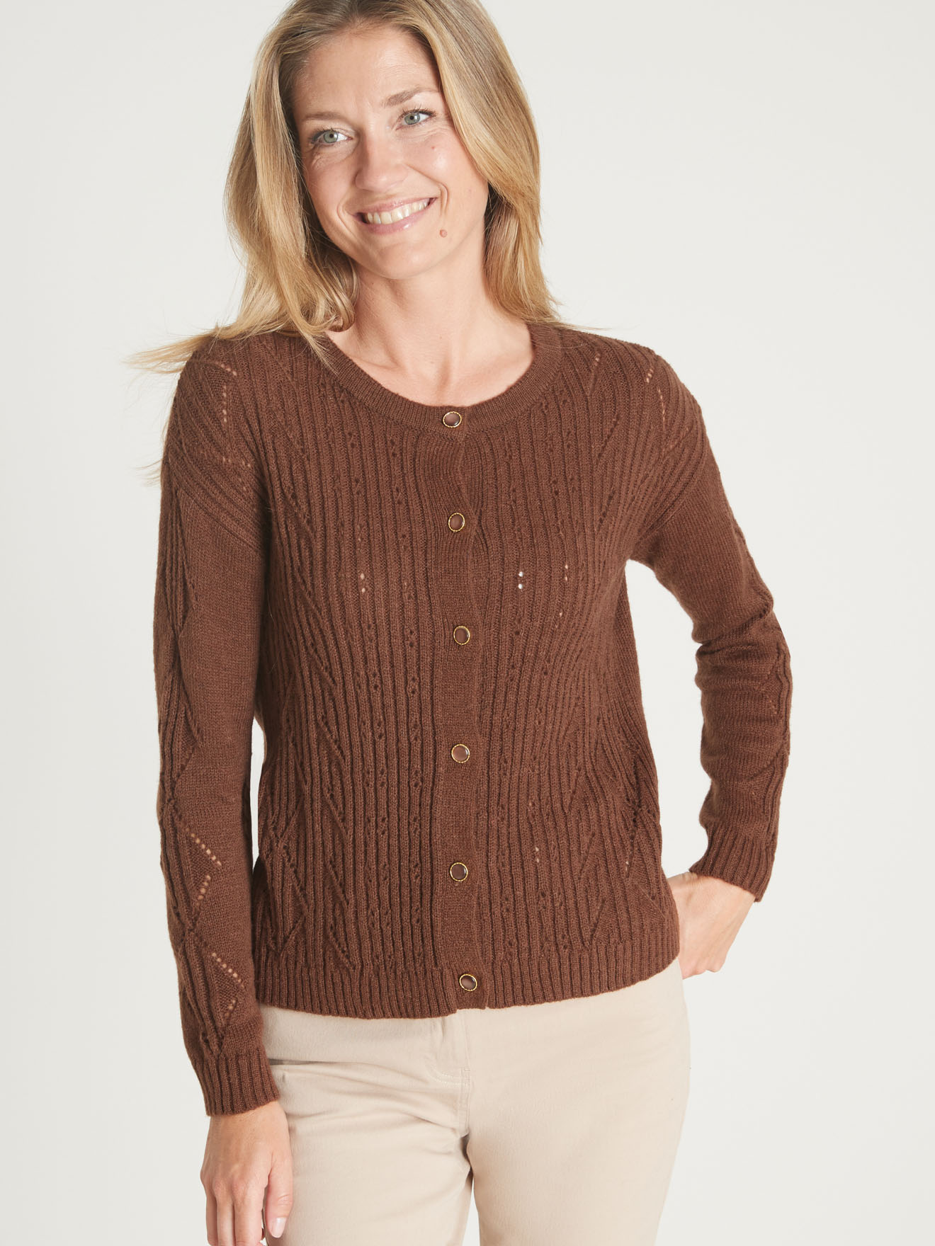 Cardigan fantaisie avec laine et alpaga
