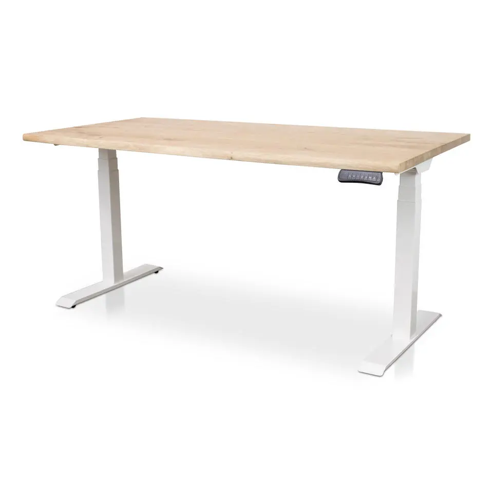 MRC Zit-sta bureau massief boomstam blad 120x80 wit frame NEN-EN 527
