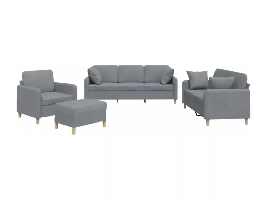 Ensemble de canapés 4 pcs coussins gris clair tissu