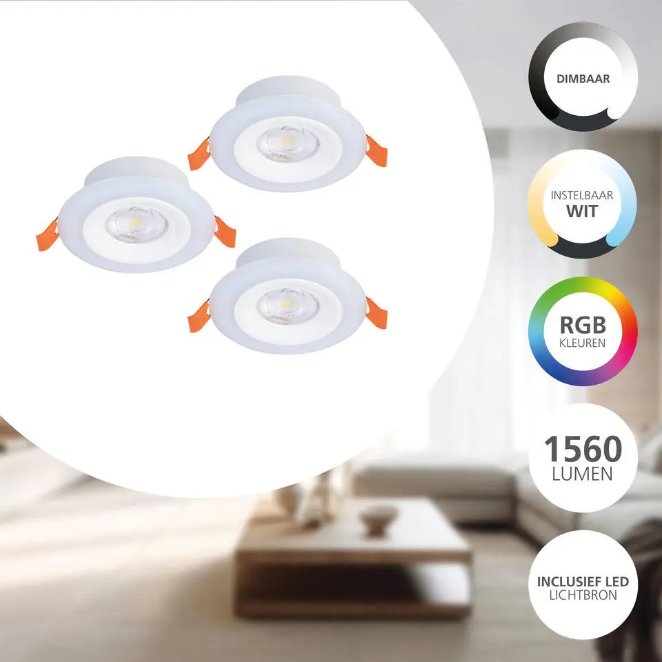 EGLO Calonge RGB Inbouwspot - LED - Ø 9,8 cm - Wit - Instelbaar RGB