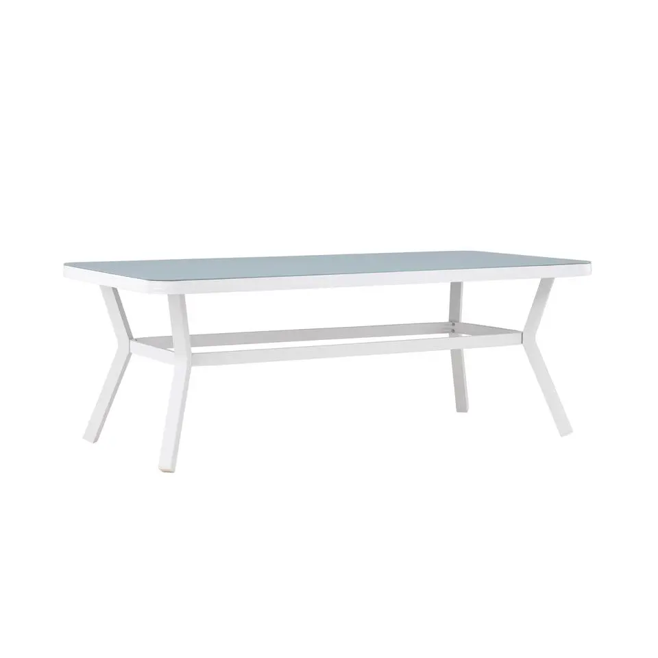 Eettafel Wit Grijs Glas - 200x100x74cm - Virya