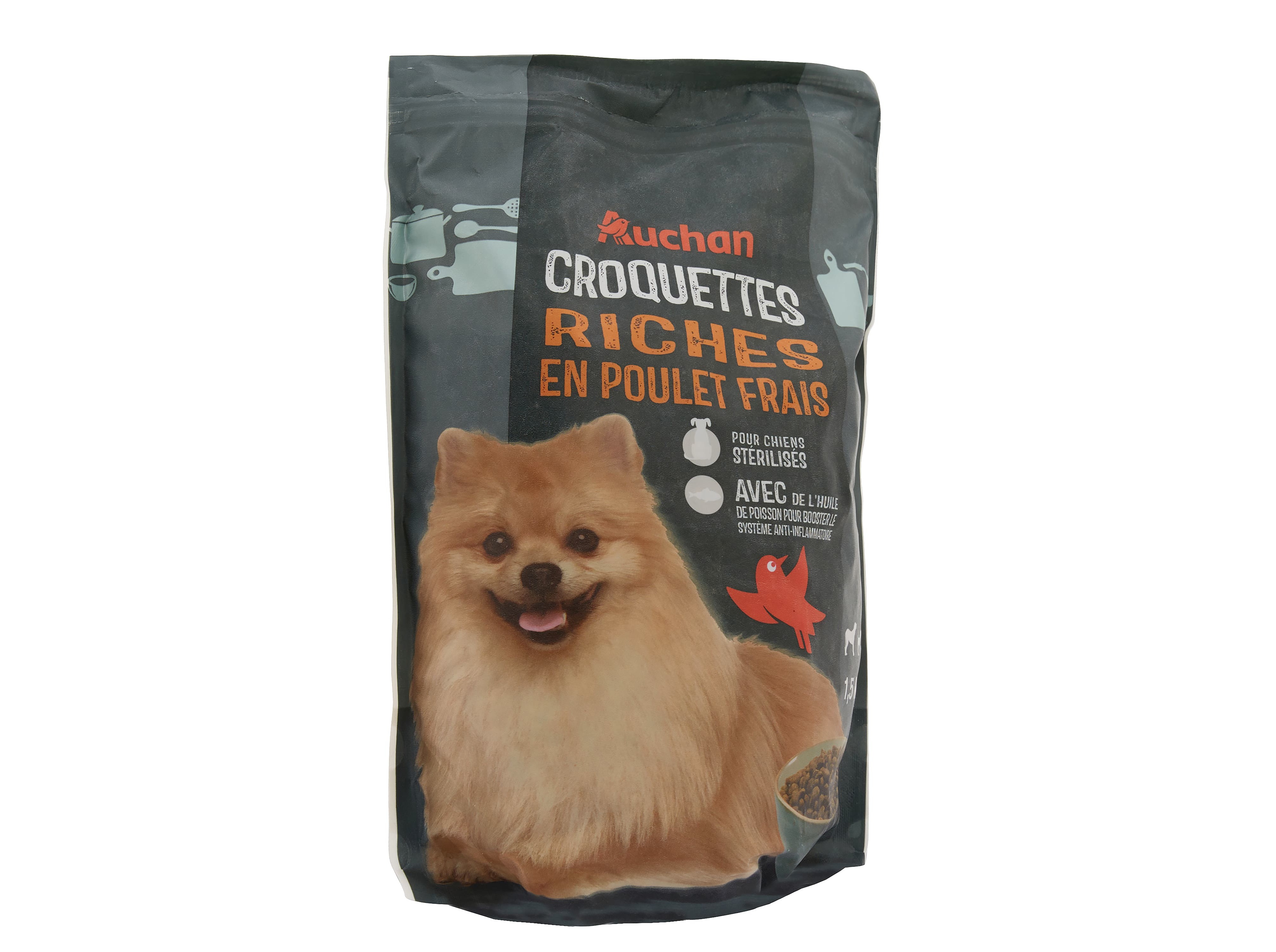 RAÇÃO PARA CÃO ESTERILIZADO AUCHAN RAÇA PEQUENA RICO EM FRANGO FRESCO 1.5KG