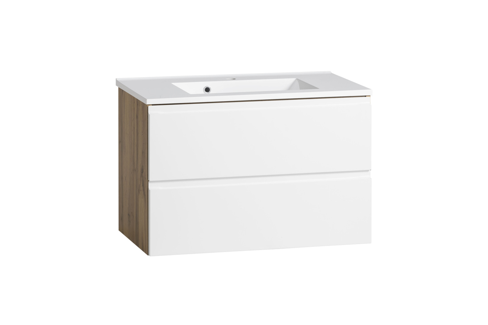 Waschtisch - Wotaneiche - weiß matt - Mineralguss - 80 cm