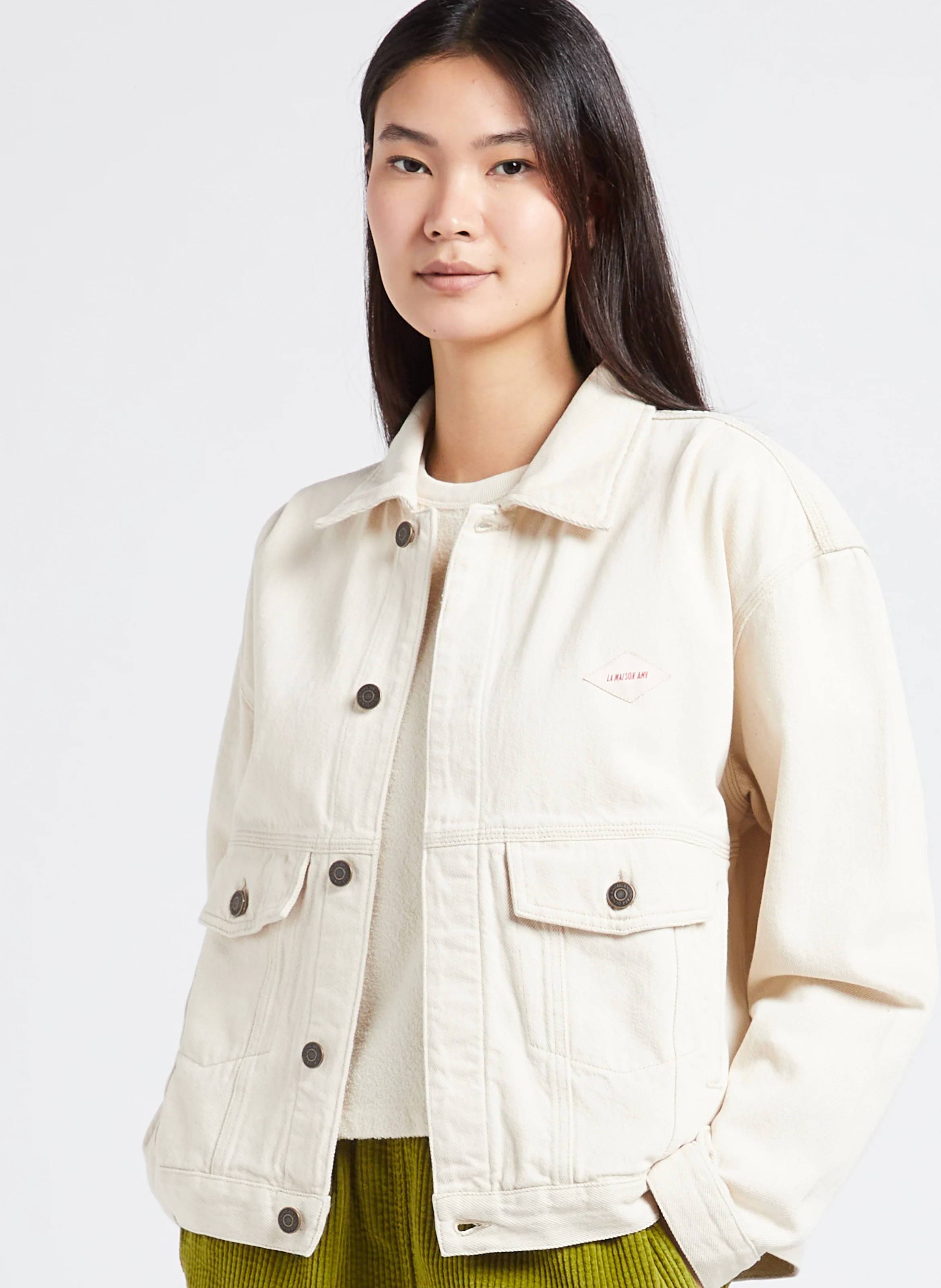 TINEBOROW - Veste droite col classique en coton | Beige