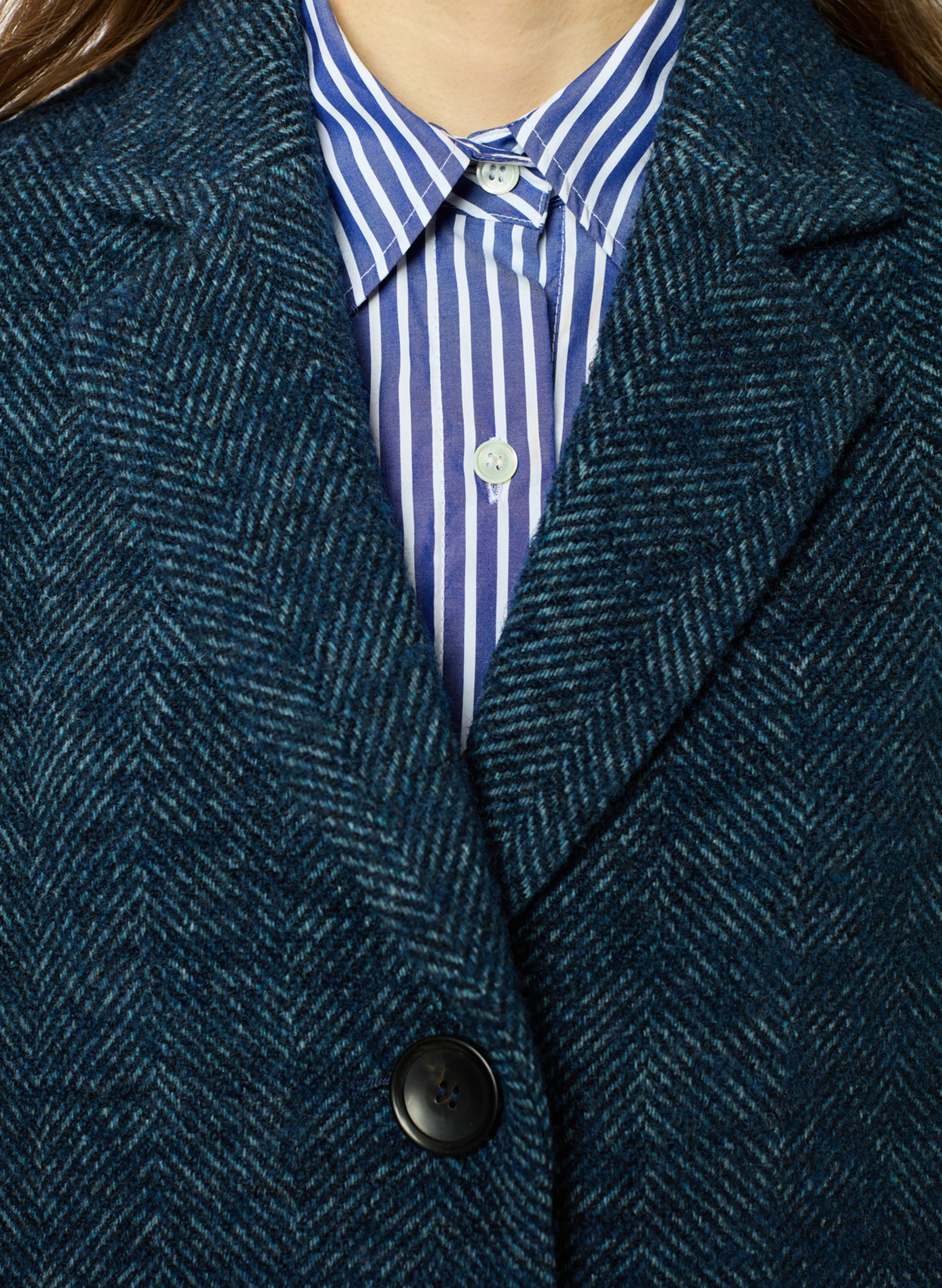 LEDA - Manteau court col tailleur en laine mélangée | Bleu