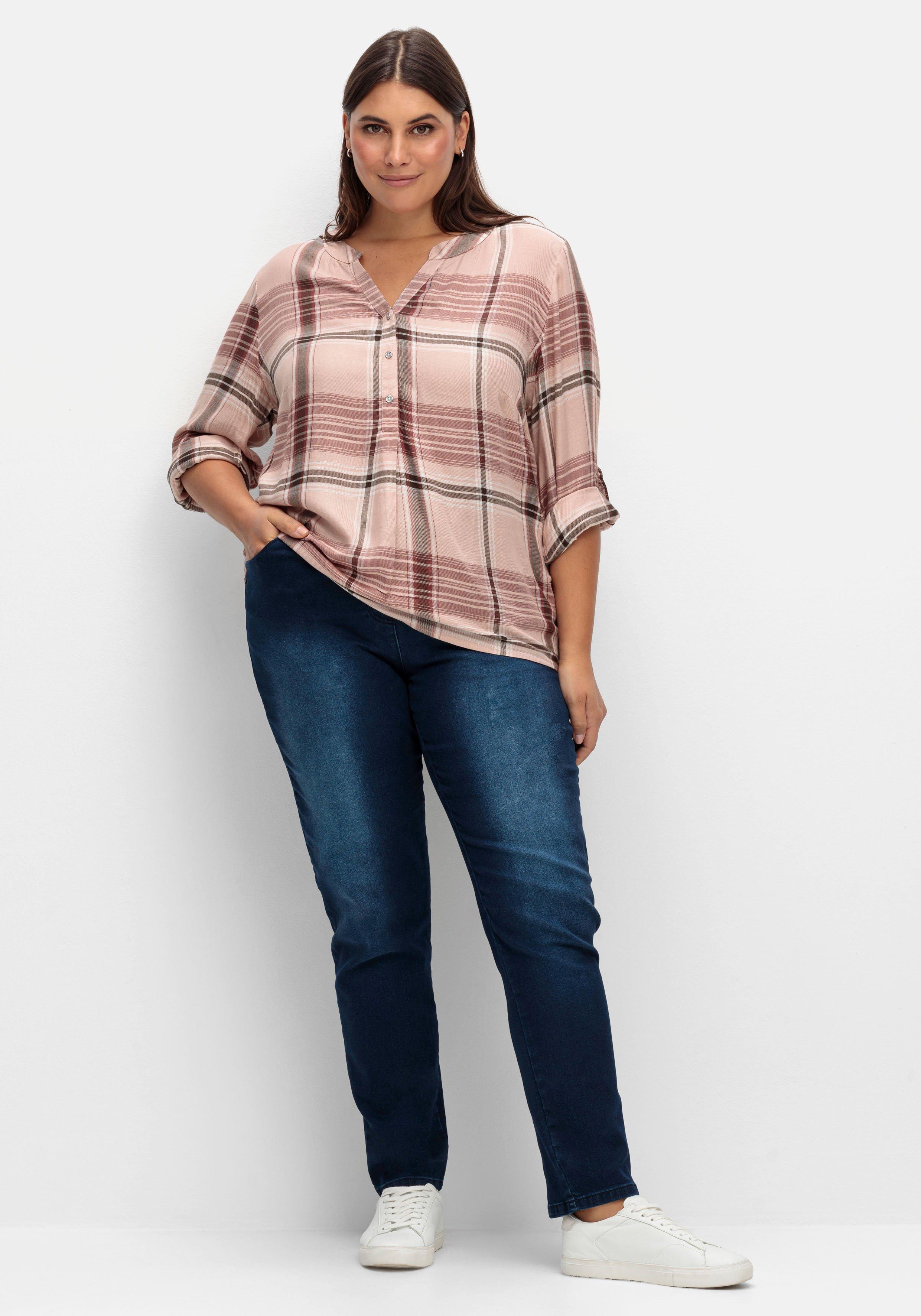 Schmale Jeans mit Rippstrick-Dehnbund