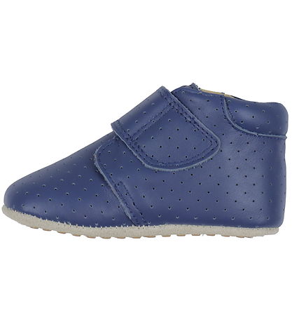 Pom Pom Leder-Krabbelschuhe - Anfänger Klettband Saison - Blue S