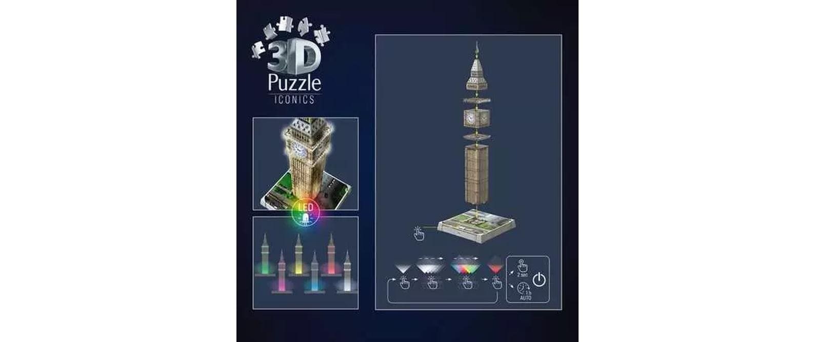 Ravensburger 3D-Puzzle »Iconics Big Ben with Light« 3D-Effekt