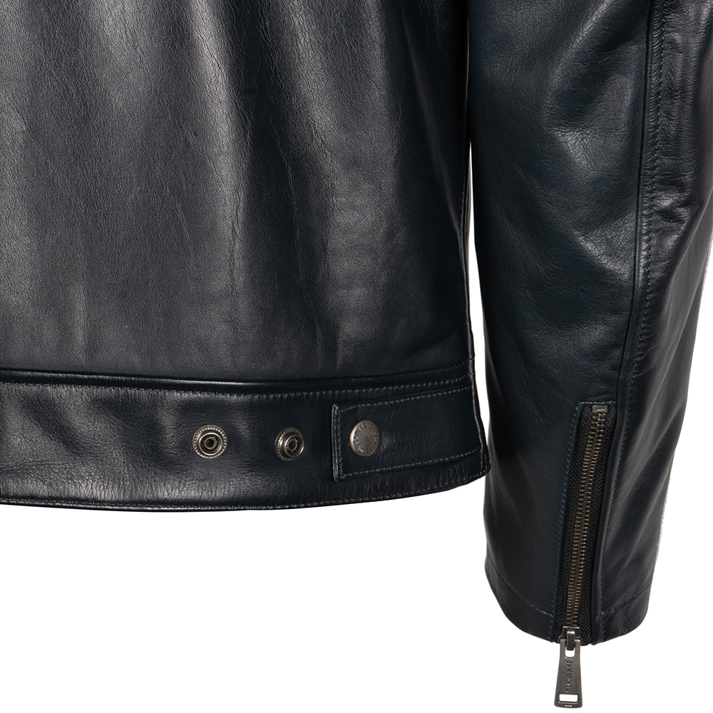 Helstons - Blouson Race Cuir Aniline Bleu