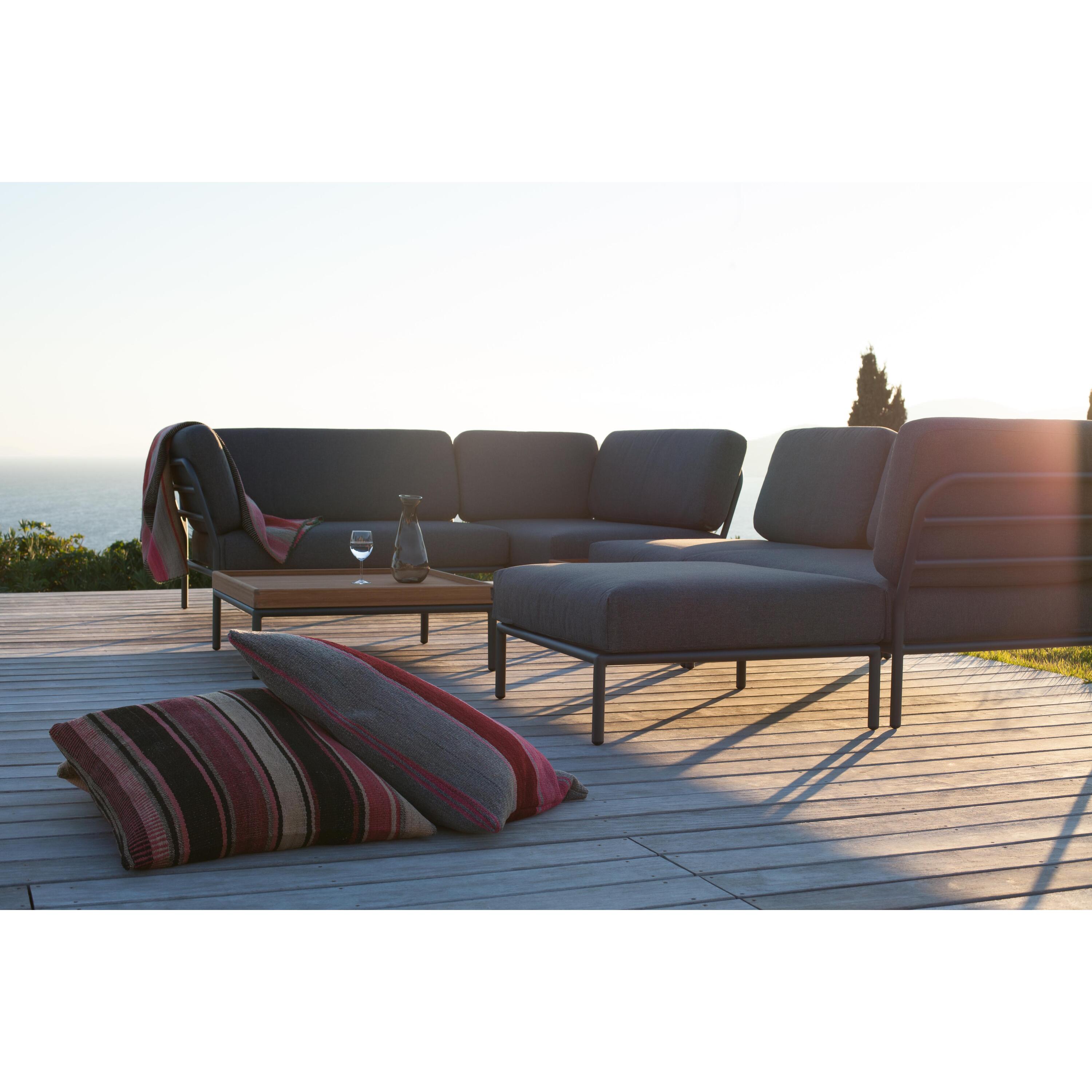 Level Chaise Longue ligbed frame donkergrijs stof char