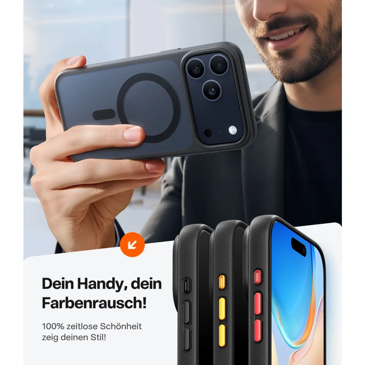 iPhone 17 Pro Max Guardian Magnetic Series Hybrid Hardcase Hülle mit TPU Bumper - Schwarz