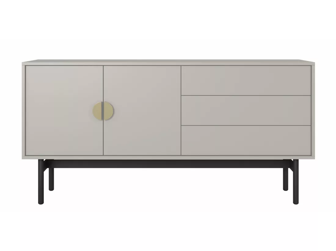 Meuble TV à deux portes - 154 cm - avec trois tiroirs - taupe (gris-beige) - STOON