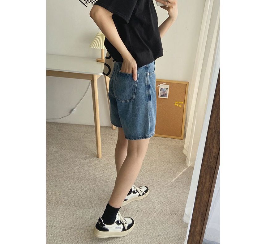 Baoinie - Gewassen denim shorts met hoge taille