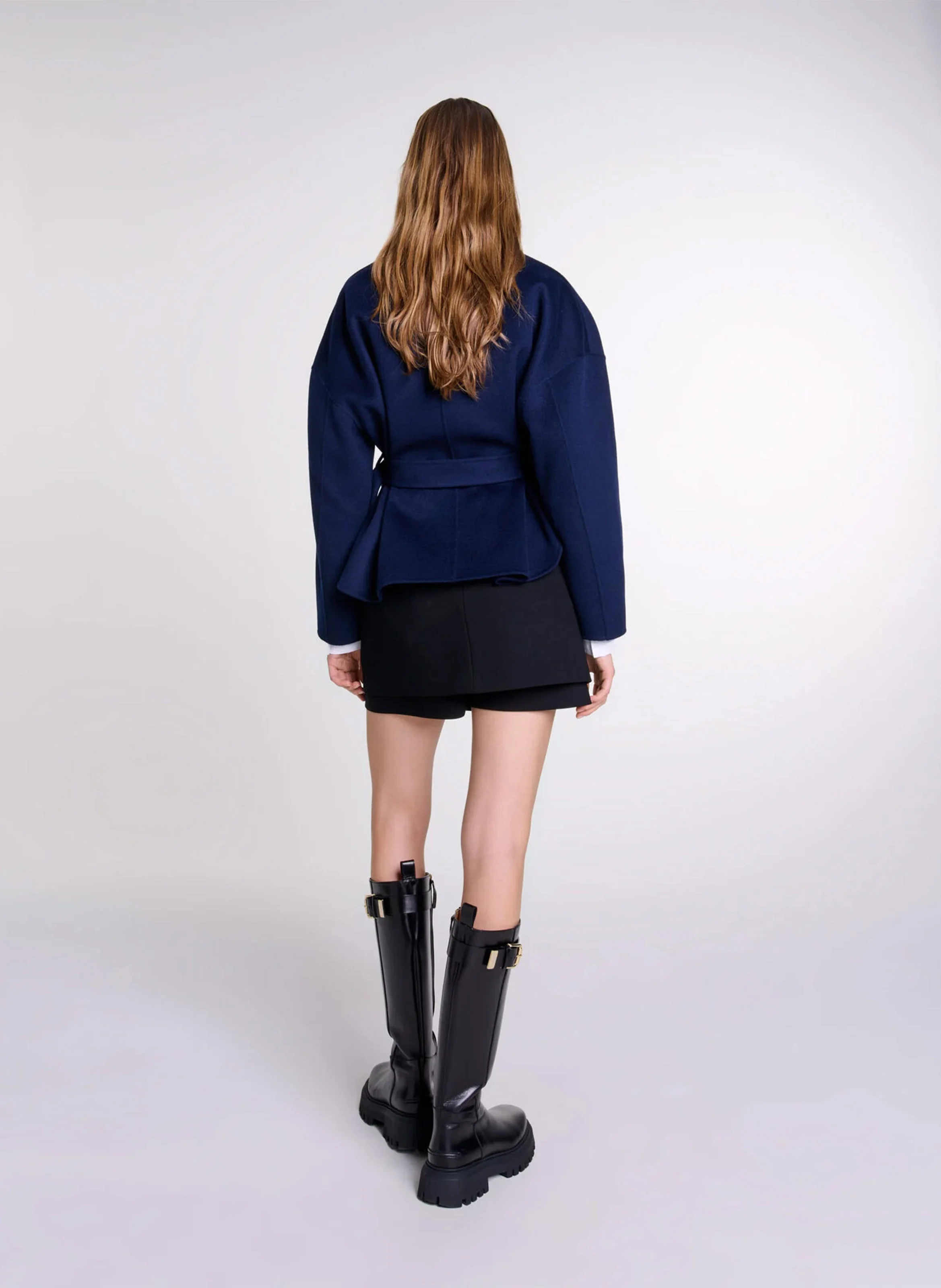 Veste droite en laine | Bleu