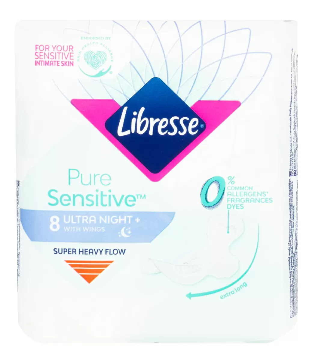 Libresse Pure Sensitive Ultra Night Wings - 8 stk.