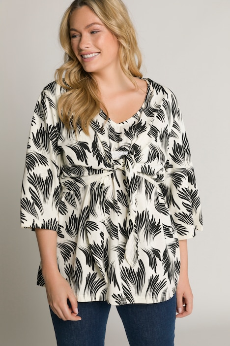Kimono, bedruckt, V-Ausschnitt, 3/4-Arm