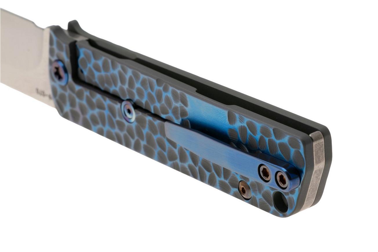 Medford The Antik 25-TA-03, Tumbled S45VN Tanto, Cement Blue Peaks & Valleys Handle, Flamed Hardware zakmes