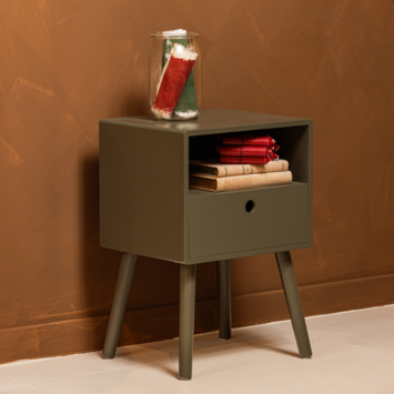 WOOOD nachtkastje Ozzy warm groen hout 53 x 36 x 30 cm