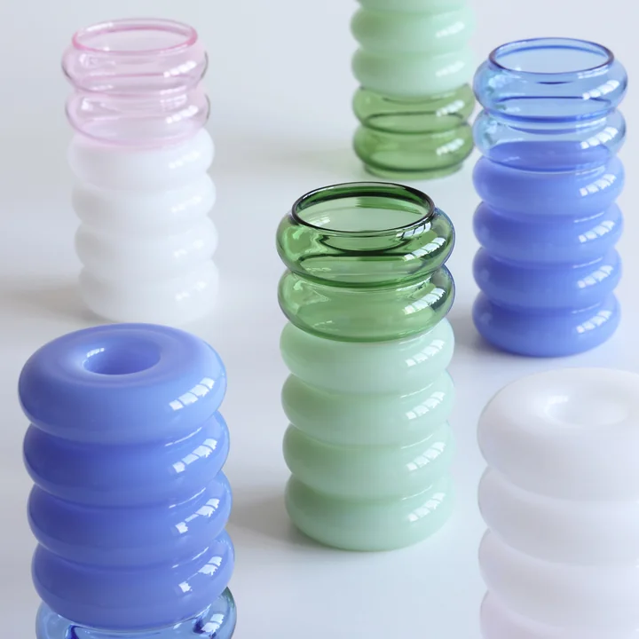Design Letters - Bubble - 2 in 1 Vase & Kerzenhalter, H 13,5 cm, pink / milky white