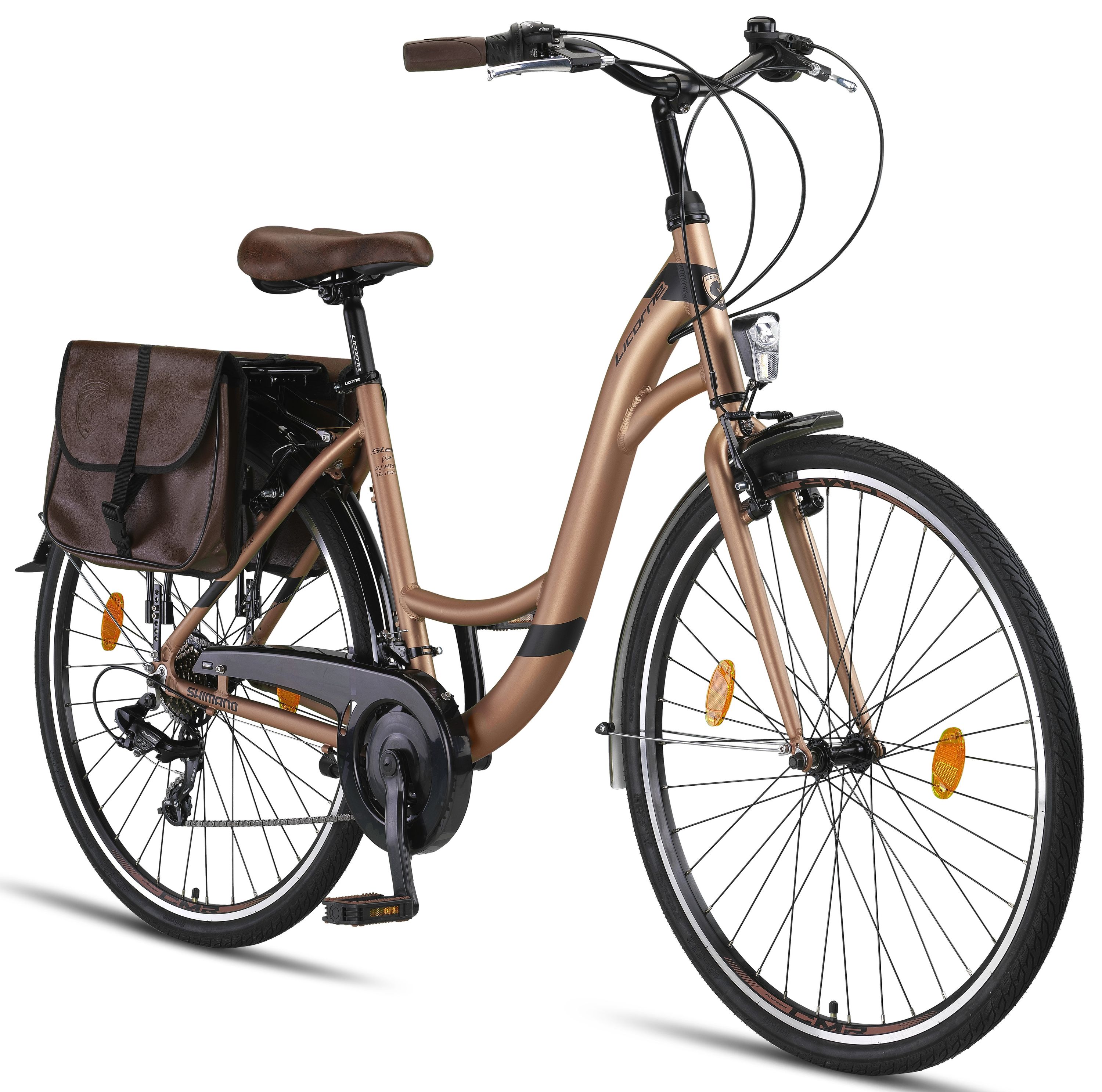 Licorne Bike Stella Plus Premium City Bike in Zoll Aluminium Fahrrad für Mädchen, Jungen, Herren und Damen - 21 Gang-Schaltung - Hollandfahrrad